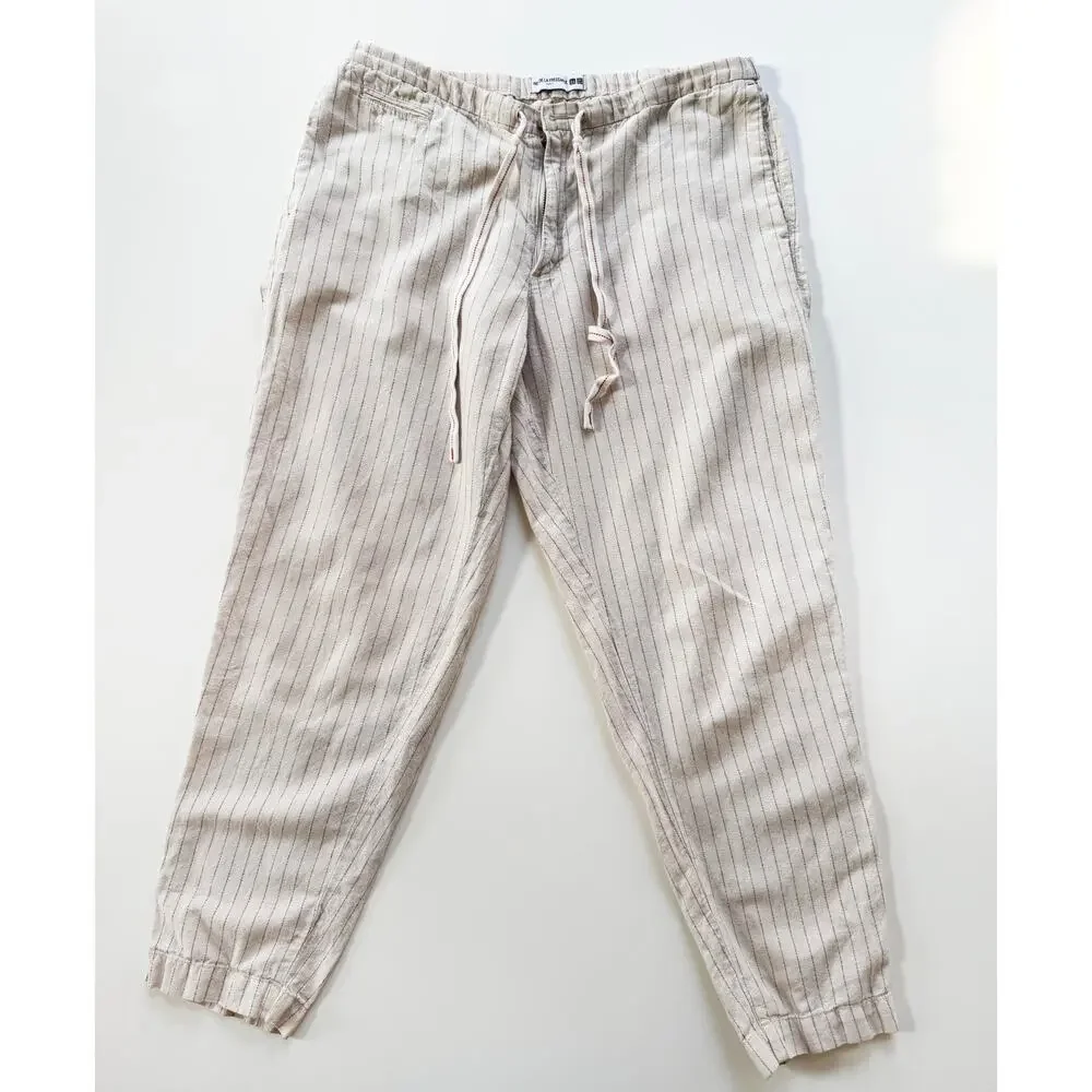 Uniqlo‎ Cream Linen Pants Pin Striped  Large